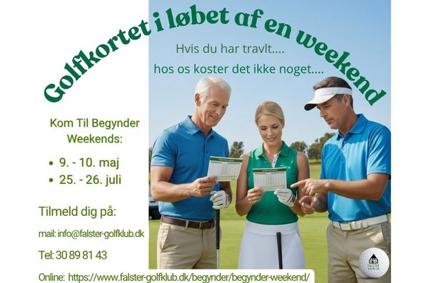 Tag golfkort i løbet af en weekend hos Falster Golfklub! Det sker den 25. og 26. juli!