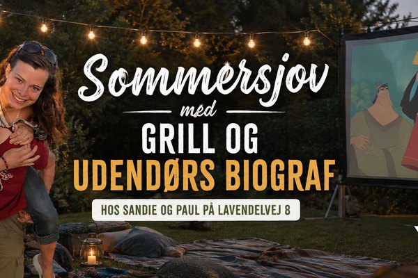 Sommersjov med grill og udendørs biograf
