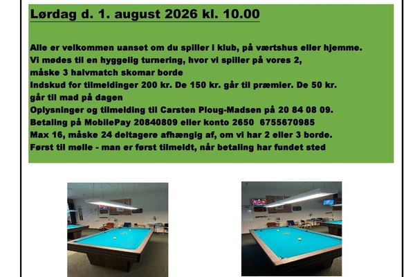 Skomar Single turnering i Nykøbing Falster Billardklub