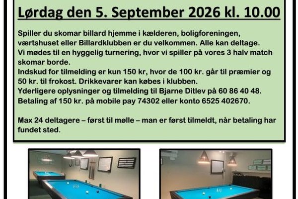 SKOMAR lørdag i Billardklubben Maribo